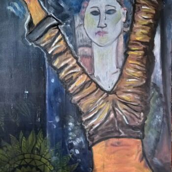 Peinture intitulée "Dance with Modiglia…" par Ophélie Bonheme, Œuvre d'art originale, Huile Monté sur Châssis en bois