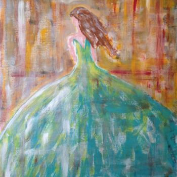 Schilderij getiteld "Femme turquoise" door Ophélie Montanaro, Origineel Kunstwerk, Acryl