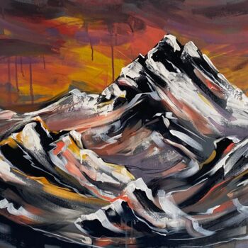 Peinture intitulée "Mountain #2" par Oplyart Pavlova, Œuvre d'art originale, Acrylique