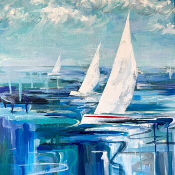 Painting titled "Wind and sails" by Oplyart Pavlova, Original Artwork, Acrylic