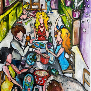 Schilderij getiteld "Best Friends Meeting" door Sasha Neschastnova, Origineel Kunstwerk, Olie