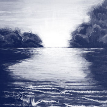 Painting titled "La mer des Peines" by Orana Marceline, Original Artwork, Acrylic