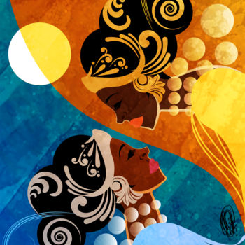 Artes digitais intitulada "Oxum e Iemanja" por Orádia Normandia Da Costa Porciúncula, Obras de arte originais, Pintura digit…