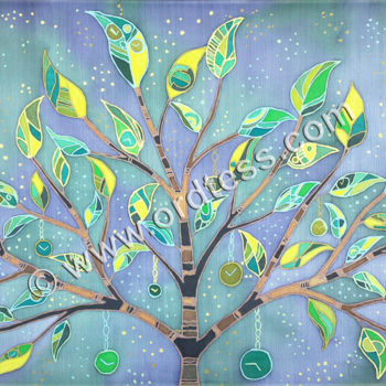 Pintura intitulada "A Tree with Watches" por Tereza Ordyan, Obras de arte originais, Acrílico