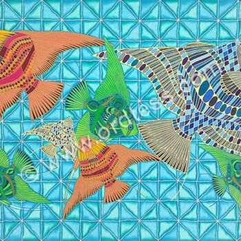 Картина под названием "Fish" - Tereza Ordyan, Подлинное произведение искусства, Акрил