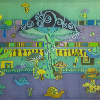 Pintura intitulada "Mushrooms and Snails" por Tereza Ordyan, Obras de arte originais, Acrílico