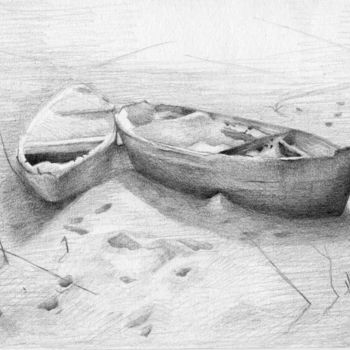Painting titled "Лодки" by Orest Kuziv, Original Artwork