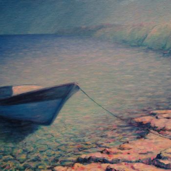 Painting titled "approdo solitario" by Oreste Froio, Original Artwork, Oil