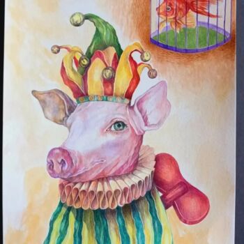 Painting titled "Toy 3" by Orestes Barrios Maranon, Original Artwork, Watercolor