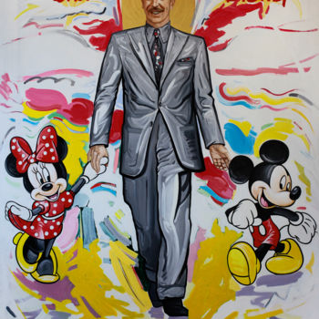 Painting titled "Walt Disney" by Orest Hrytsak, Original Artwork, Acrylic Mounted on Wood Stretcher frame