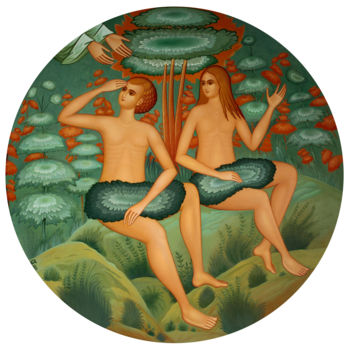 제목이 "Homme et Femme"인 미술작품 Orest Hrytsak로, 원작, 아크릴 나무 들것 프레임에 장착됨