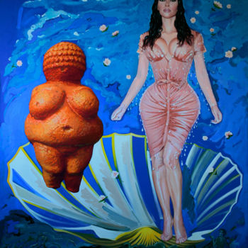 Pittura intitolato "Kim Kardashian et V…" da Orest Hrytsak, Opera d'arte originale, Acrilico Montato su Telaio per barella i…