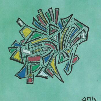 Tekening getiteld "Un petit indien" door O.M.A., Origineel Kunstwerk, Marker