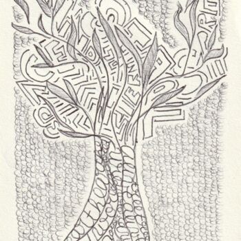 Dessin intitulée "Tree" par O.M.A., Œuvre d'art originale, Stylo à bille