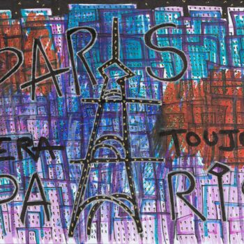 Dessin intitulée "Paris sera toujours…" par O.M.A., Œuvre d'art originale, Marqueur