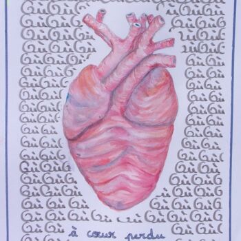 Pintura intitulada "A coeur perdu" por O.M.A., Obras de arte originais, Aquarela
