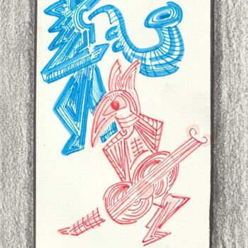 Drawing titled "Le concert" by O.M.A., Original Artwork, Marker