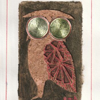 Collages intitulée "Hibou" par O.M.A., Œuvre d'art originale, Collages