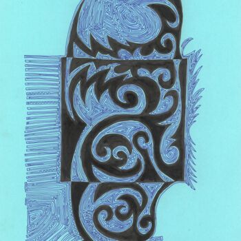 Peinture intitulée "Ombre japonaise à l…" par O.M.A., Œuvre d'art originale, Encre