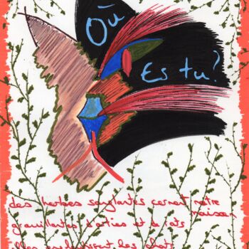 Tekening getiteld "Où es-tu?" door O.M.A., Origineel Kunstwerk, Marker