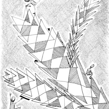 Zeichnungen mit dem Titel "Echantillon" von O.M.A., Original-Kunstwerk, Kugelschreiber