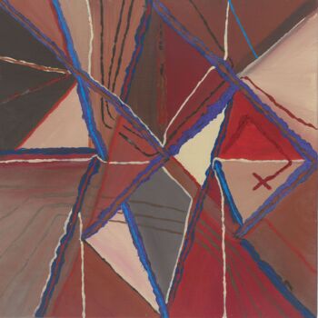 Картина под названием "Croix rouge" - O.M.A., Подлинное произведение искусства, Акрил