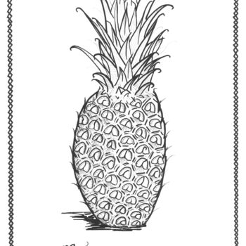 Dibujo titulada "Ananas" por O.M.A., Obra de arte original, Rotulador