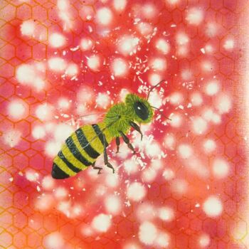 Peinture intitulée "Pollinisation" par O.M.A., Œuvre d'art originale, Acrylique