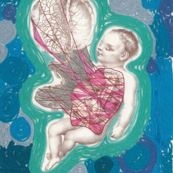 Collages intitolato "Silence (in utero)" da O.M.A., Opera d'arte originale, Filo
