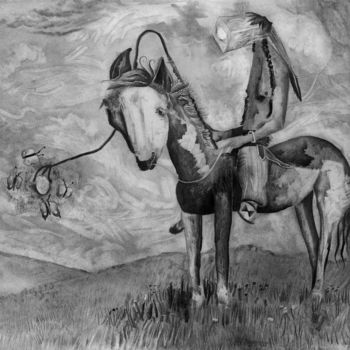 Drawing titled "indien chasseur de…" by Orgelf, Original Artwork, Graphite