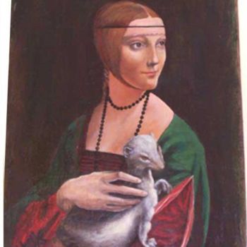 Peinture intitulée "Dama con ermellino" par Oria, Œuvre d'art originale, Huile