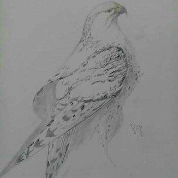 Painting titled "Loce Bird" by Oriental Empyrean - The Art Gallery, Original Artwork, Charcoal