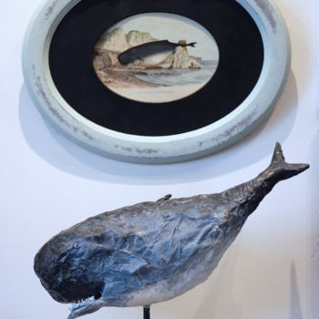 Sculpture titled "Cachalot" by Cabinet De Curiosités Artistiques, Original Artwork, Paper maché