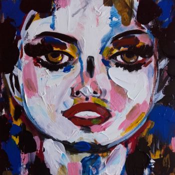 Peinture intitulée "Portrait Femme" par Céline Marcoz, Œuvre d'art originale, Acrylique