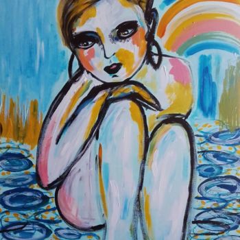 Painting titled "Ange" by Céline Marcoz, Original Artwork, Acrylic