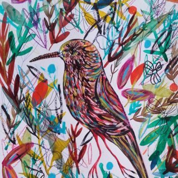 Peinture intitulée "Oiseau Aquarelle Bi…" par Céline Marcoz, Œuvre d'art originale, Aquarelle