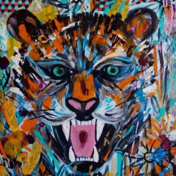 Картина под названием "Tigre Tiger Animal…" - Céline Marcoz, Подлинное произведение искусства, Акрил