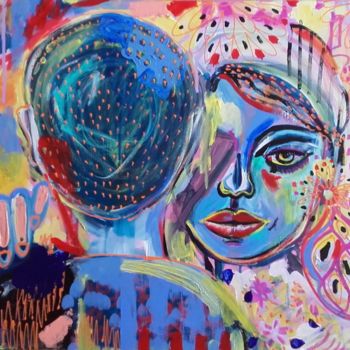 Painting titled "Couple" by Céline Marcoz, Original Artwork, Acrylic