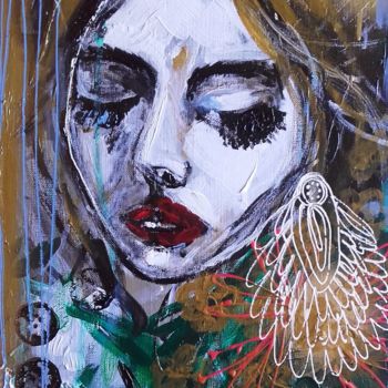 绘画 标题为“Femme Portrait Woman” 由Céline Marcoz, 原创艺术品, 丙烯
