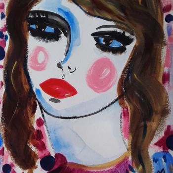 Painting titled "Portrait Femme Woma…" by Céline Marcoz, Original Artwork, Acrylic