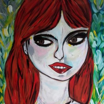 Peinture intitulée "Portrait Femme" par Céline Marcoz, Œuvre d'art originale, Acrylique