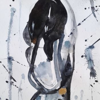 Painting titled "Dos" by Céline Marcoz, Original Artwork, Watercolor