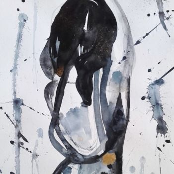 Peinture intitulée "Dos" par Céline Marcoz, Œuvre d'art originale, Aquarelle