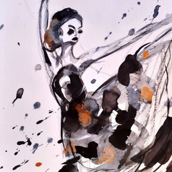 Painting titled "Danseuse" by Céline Marcoz, Original Artwork, Watercolor