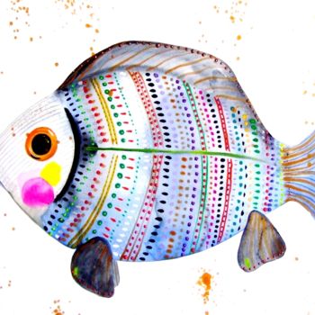 Peinture intitulée "Poisson Fish" par Céline Marcoz, Œuvre d'art originale, Aquarelle
