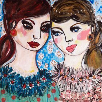 Schilderij getiteld "Les sœurs réconcili…" door Céline Marcoz, Origineel Kunstwerk, Acryl