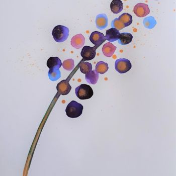 Pintura intitulada "Fleur Aquarelle" por Céline Marcoz, Obras de arte originais, Aquarela
