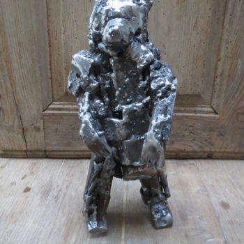 Sculpture titled "Petit ours assemblé…" by Olivier Clop, Original Artwork, Metals