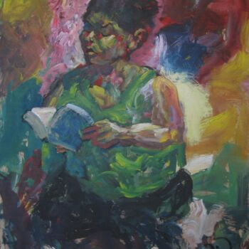 Painting titled "mujer-leyendo-001.j…" by Oriol Uri, Original Artwork, Oil