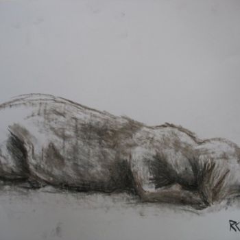 Desenho intitulada "Hund" por Ralf Czekalla, Obras de arte originais, Carvão